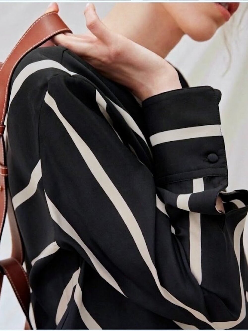 Who What Wear x Target Diagonal Stripe Mock Neck Blouse – Size Medium - Picture 3 of 8